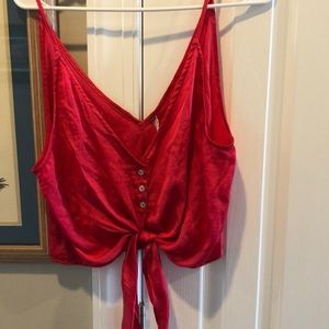 Free people red crop tie top